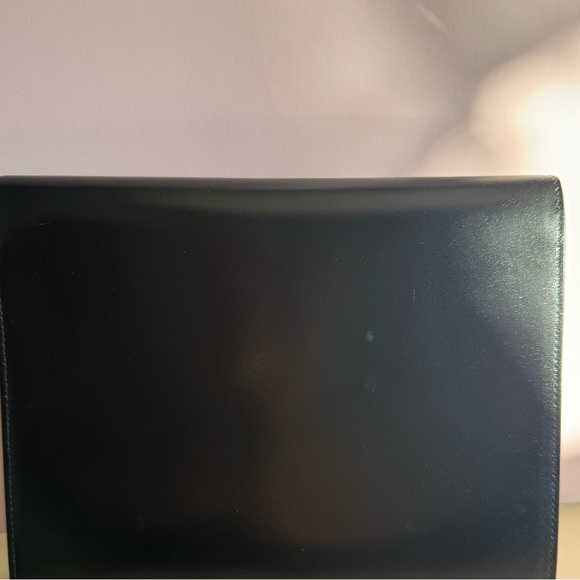 Yves Saint Laurent Black Leather Envelope Clutch Gold Logo - Picture 4 of 11
